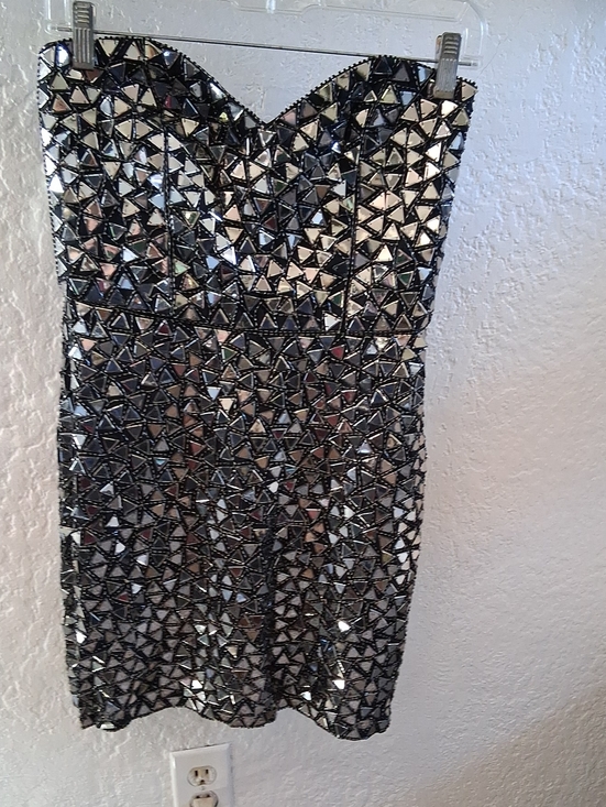 Parker Dresses & Skirts - Parker Strapless Silver Mosaic Sequin Dress